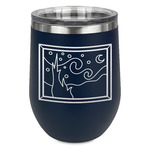 The Starry Night (Van Gogh 1889) Stemless Stainless Steel Wine Tumbler - Navy - Single Sided