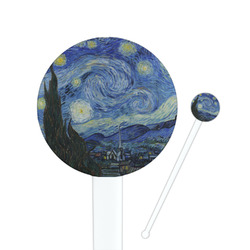 The Starry Night (Van Gogh 1889) 7" Round Plastic Stir Sticks - White - Single Sided