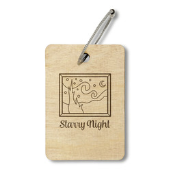 The Starry Night (Van Gogh 1889) Wood Luggage Tag - Rectangle