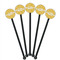 Tribal Diamond Black Plastic 5.5" Stir Stick - Round - Fan View