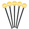 Tribal Diamond Black Plastic 7" Stir Stick - Round - Fan View