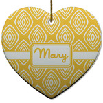 Tribal Diamond Heart Ceramic Ornament w/ Name or Text