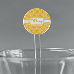 Tribal Diamond 7" Round Plastic Stir Sticks - Clear (Personalized)