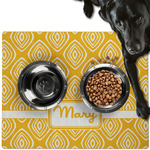 Tribal Diamond Dog Food Mat - Large w/ Name or Text