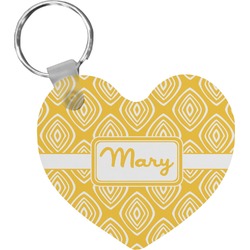 Tribal Diamond Heart Plastic Keychain w/ Name or Text