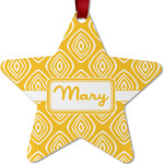 Tribal Diamond Metal Star Ornament - Double Sided w/ Name or Text