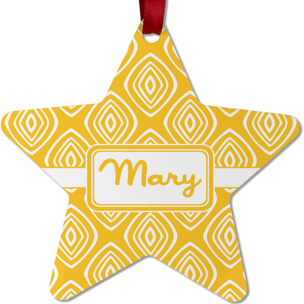 Custom Tribal Diamond Metal Star Ornament - Double Sided w/ Name or Text