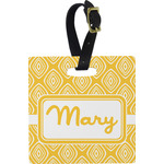 Tribal Diamond Plastic Luggage Tag - Square w/ Name or Text