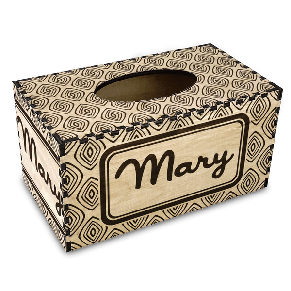 Custom Tribal Diamond Wood Tissue Box Cover - Rectangle (Personalized)