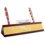 Tribal Diamond Red Mahogany Nameplate with Business Card Holder (Personalized)