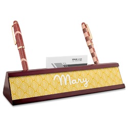 Tribal Diamond Red Mahogany Nameplate with Business Card Holder (Personalized)
