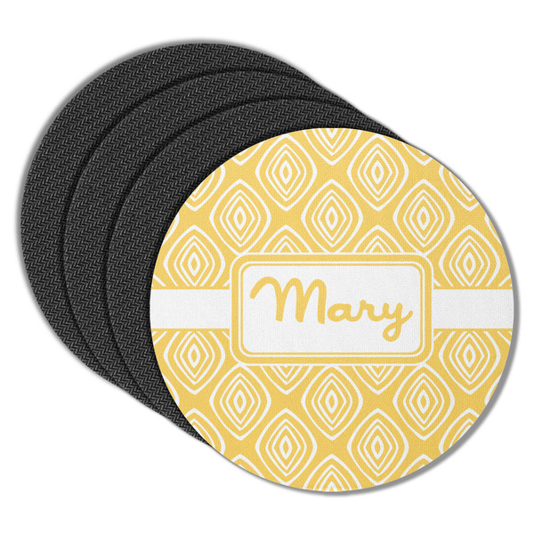 Custom Tribal Diamond Round Rubber Backed Coasters - Set of 4 (Personalized)