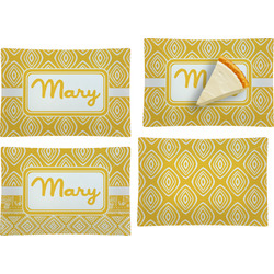 Tribal Diamond Set of 4 Glass Rectangular Appetizer / Dessert Plate (Personalized)