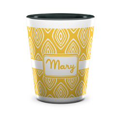 Tribal Diamond Ceramic Shot Glass - 1.5 oz - Two Tone - Single (Personalized)