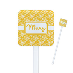 Tribal Diamond Square Plastic Stir Sticks - Single Sided (Personalized)