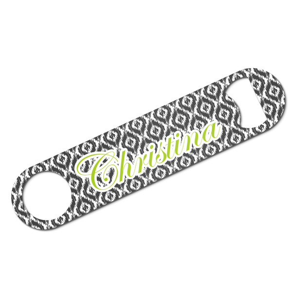 Custom Ikat Bar Bottle Opener - White w/ Initial