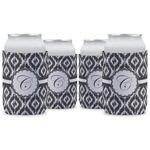 Ikat Can Cooler (12 oz) - Set of 4 w/ Initial