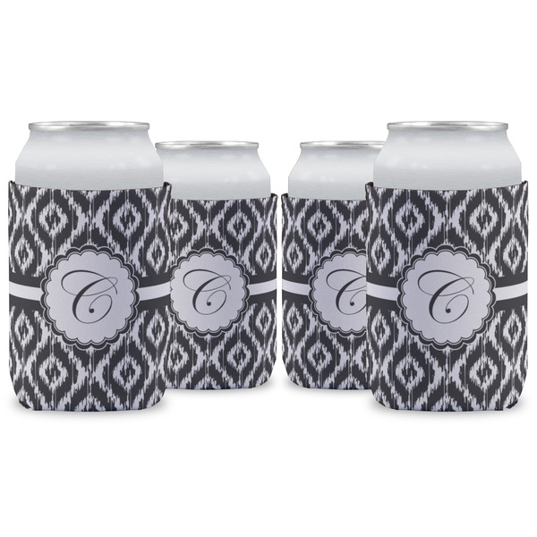 Custom Ikat Can Cooler (12 oz) - Set of 4 w/ Initial