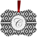 Ikat Metal Frame Ornament - Double Sided w/ Initial