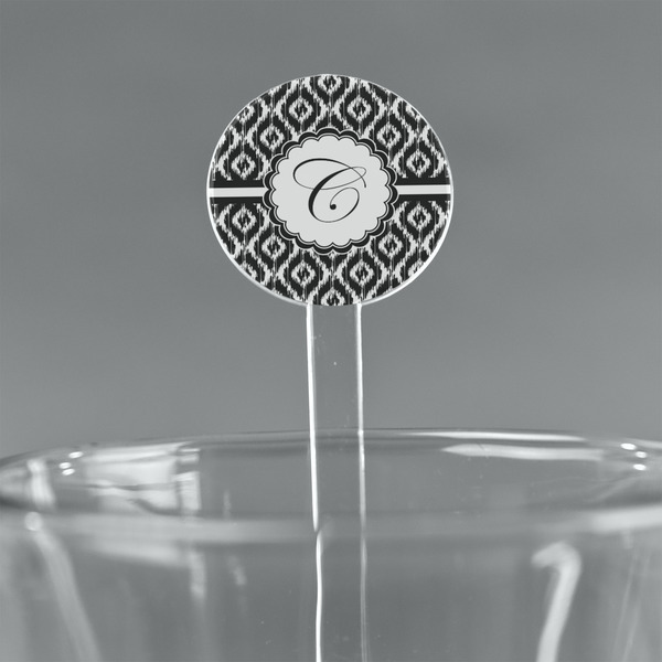 Custom Ikat 7" Round Plastic Stir Sticks - Clear (Personalized)