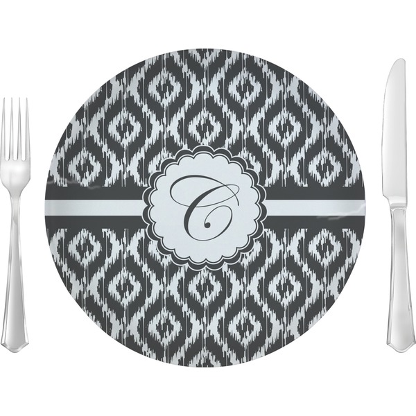Custom Ikat 10" Glass Lunch / Dinner Plates - Single or Set (Personalized)