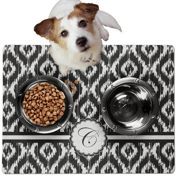 Custom Ikat Dog Food Mat - Medium w/ Initial