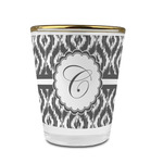 Ikat Glass Shot Glass - 1.5 oz - with Gold Rim - Single (Personalized)