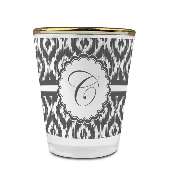 Custom Ikat Glass Shot Glass - 1.5 oz - with Gold Rim - Single (Personalized)