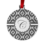 Ikat Metal Ball Ornament - Double Sided w/ Initial