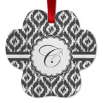 Ikat Metal Paw Ornament - Double Sided w/ Initial