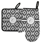 Ikat Left Oven Mitt & Pot Holder Set w/ Initial