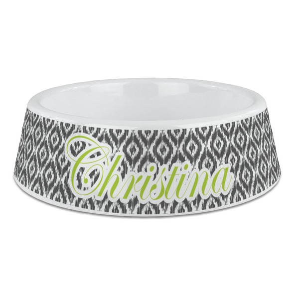 Custom Ikat Plastic Dog Bowl - Large (Personalized)