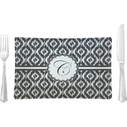 Ikat Rectangular Glass Lunch / Dinner Plate - Single or Set (Personalized)