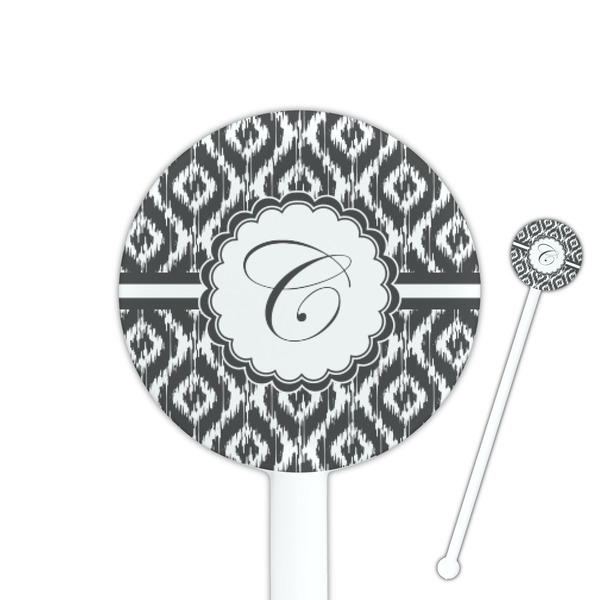 Custom Ikat 5.5" Round Plastic Stir Sticks - White - Double Sided (Personalized)