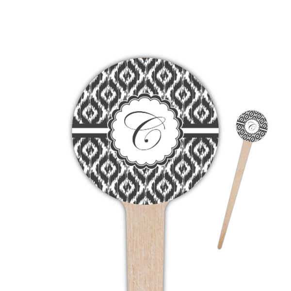 Custom Ikat 4" Round Wooden Food Picks - Single Sided (Personalized)