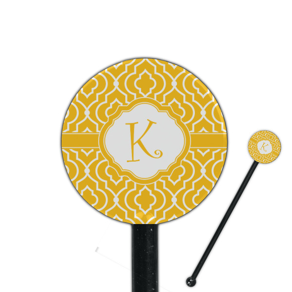 Custom Trellis 5.5" Round Plastic Stir Sticks - Black - Double Sided (Personalized)