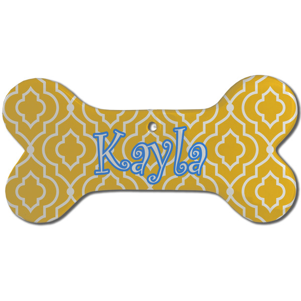 Custom Trellis Ceramic Dog Ornament - Front w/ Initial