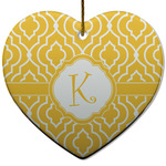 Trellis Heart Ceramic Ornament w/ Initial