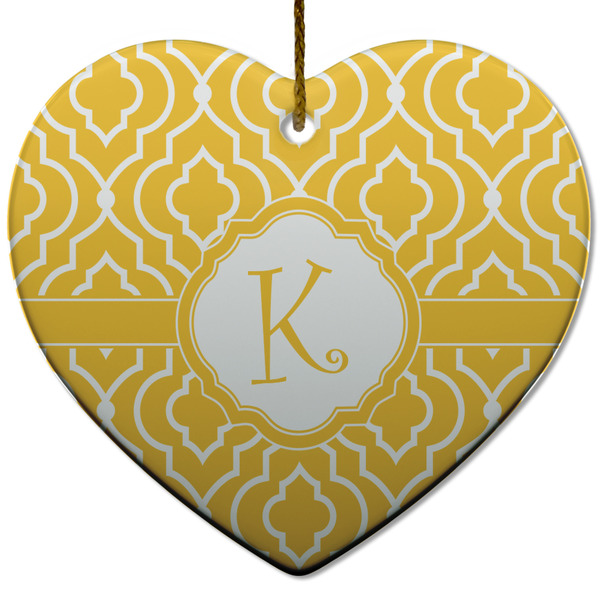 Custom Trellis Heart Ceramic Ornament w/ Initial