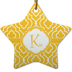 Trellis Star Ceramic Ornament w/ Initial