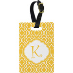 Trellis Plastic Luggage Tag - Rectangular w/ Initial