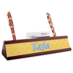 Trellis Red Mahogany Nameplate with Business Card Holder (Personalized)