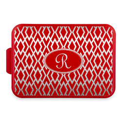 Geometric Diamond Aluminum Baking Pan with Red Lid (Personalized)