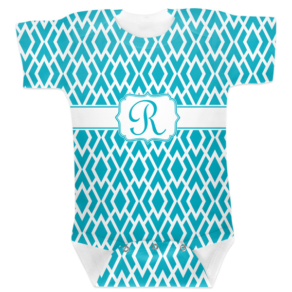 Custom Geometric Diamond Baby Bodysuit 6-12 w/ Initial