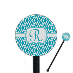 Geometric Diamond 5.5" Round Plastic Stir Sticks - Black - Double Sided (Personalized)