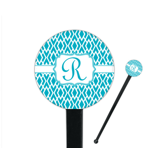 Custom Geometric Diamond 7" Round Plastic Stir Sticks - Black - Double Sided (Personalized)