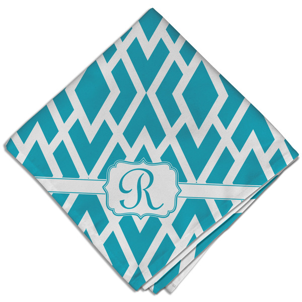 Custom Geometric Diamond Cloth Dinner Napkin - Single w/ Initial