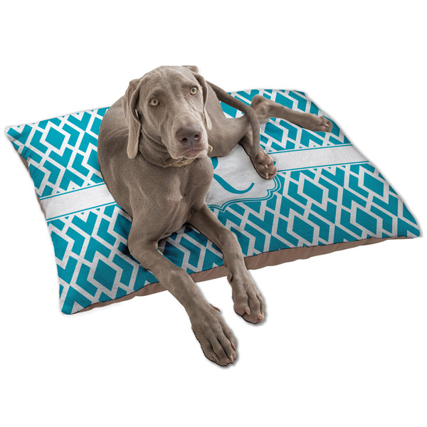 Custom Geometric Diamond Dog Bed - Large w/ Initial