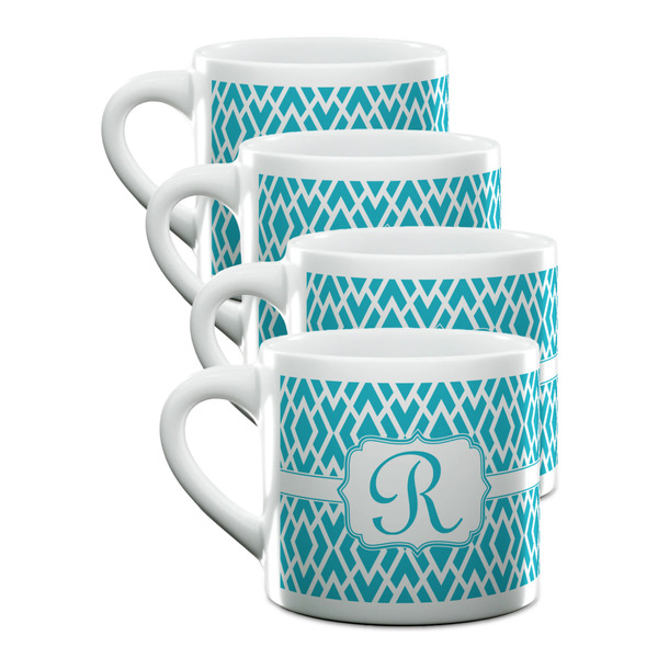 Custom Geometric Diamond Double Shot Espresso Cups - Set of 4 (Personalized)