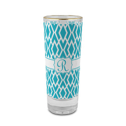 Geometric Diamond 2 oz Shot Glass - Glass with Gold Rim (Personalized)